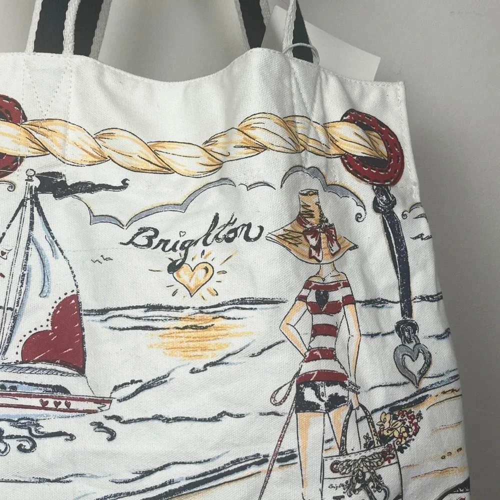 Brighton Beachy Keen Boardwalk Tote Canvas Nautical Sailboat Anchor Bag D29655